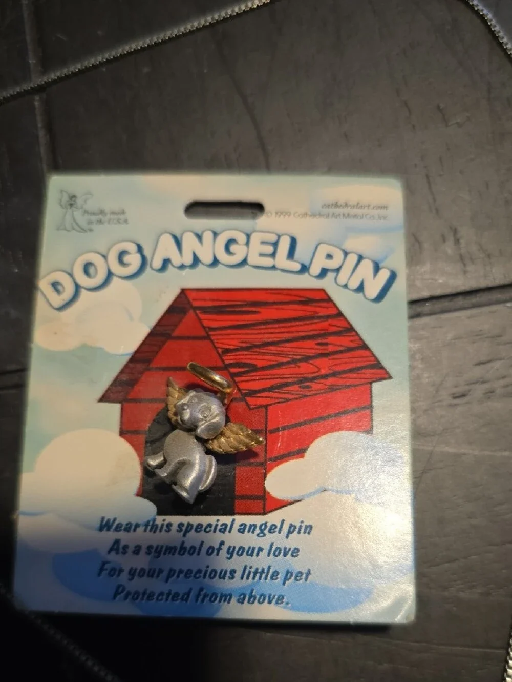 Dog Angel Lapel Pin And Paw Heart Necklace